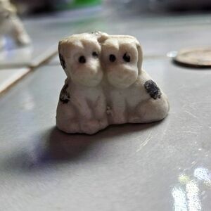 Vintage Japan Ceramic Cute White and Black Dog Figurine